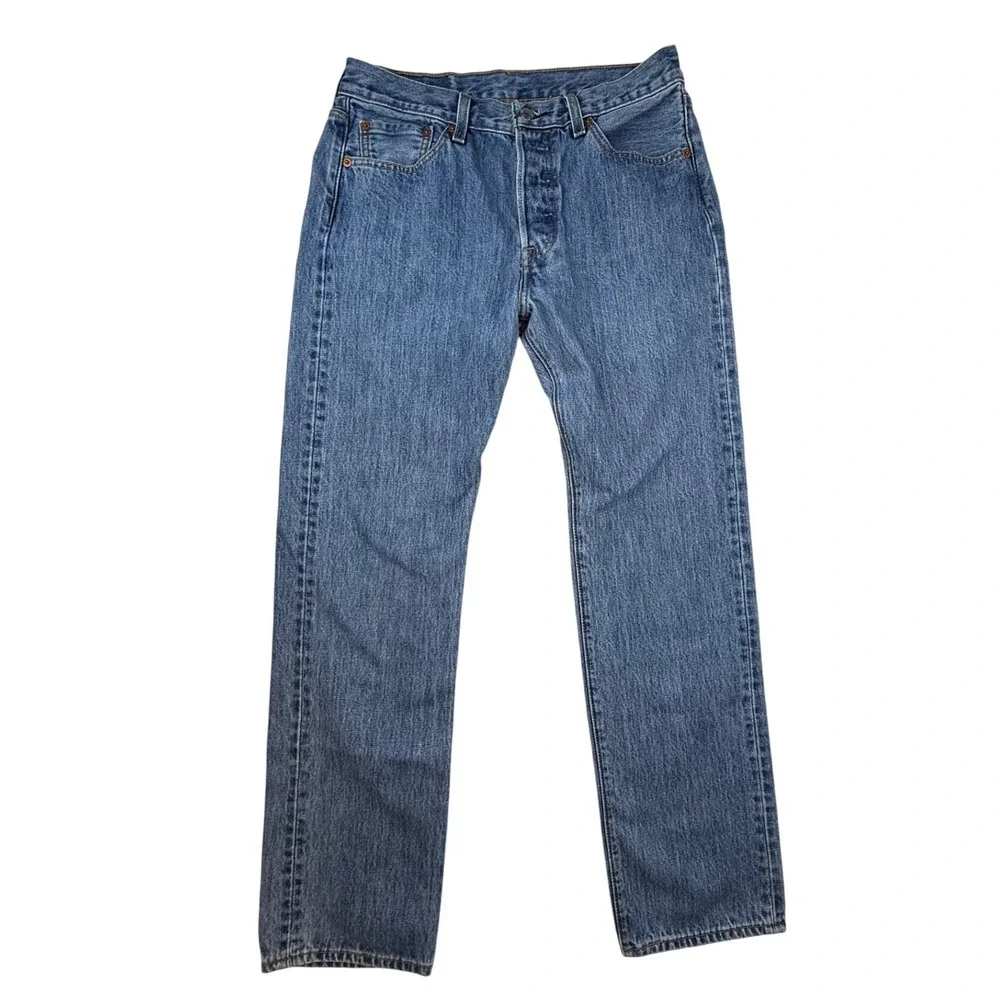 Levi's 501 Original Fit Mens Jeans W30 L30 Medium Wash Blue‎ Button Fly Denim